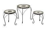 MOSAIK - Die Blumenständer im 3er Set aus Metall mit grauer Mosaikplatte von Kobolo bringen Ihre Pflanzen wunderbar zur Geltung oder verschönern Ihren Garten durch ihre dezente, aber elegante Form und die hervorragende Verarbeitung