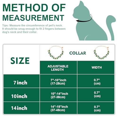 Image of HOWWFALY Dog Collar and Cat Collar Gold Chain Necklace Stainless Steel Adjustable Green Rhinestones Collar with Cute Pet Paw for Small Medium Pets Cats Dogs Kitten Puppy (Green, S)