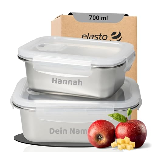 Personalisierte Lunchbox Erwachsene und Kinder \'Heat\' 700 ml - BPA-freie Edelstahl Brotdose - Mikrowellengeeignet & spülmaschinengeeignet - auslaufsicherer Behälter, Farbe:silber/transparent Personalisierte Lunchbox Erwachsene und Kinder \'Heat\' 700 ml - BPA-freie Edelstahl Brotdose - Mikrowellengeeignet & spülmaschinengeeignet - auslaufsicherer Behälter, Farbe:silber/transparent