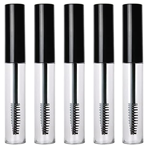 5PCS 10ml Black Empty Mascara Tube With Eyelash Wand Bottles Cosmetic Sample Container Bottle Eyelash Refillable Mascara Makeup Container Cover
