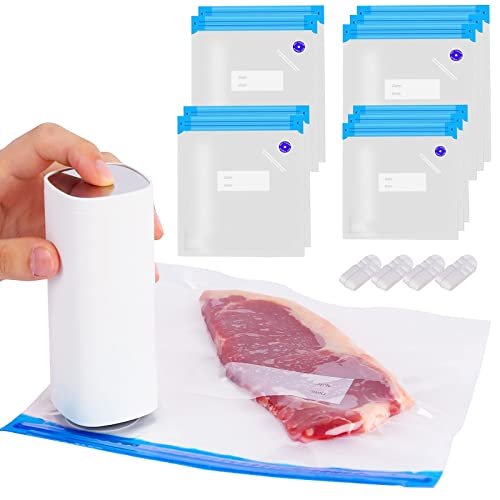 Annalocker 10 PCS Sac Sous-vide Réutilisables Sacs de Conservation Sacs Sous-vide Alimentaires Sac Congelation Sac Stockage pour Fruits Viande Pain avec Clip d'étanchéité avec Pompe Electrique