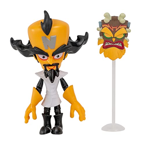 BANDAI Crash Bandicoot Actionfiguren Dr. Neo Cortex mit Maske | 11 cm Dr Neo Cortex Spielzeug mit Maske und Ständer Zubehör | Sammelfiguren als Merchandise und Videospielgeschenke