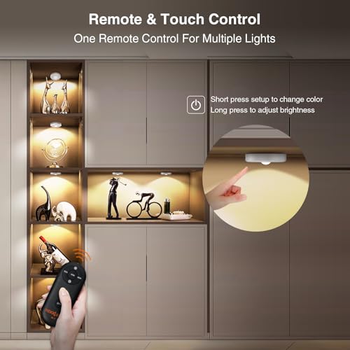 Image of Puck Lights with Remote Control, Rechargeable, Wireless Under Cabinet Lights, 5Pcs (Silver)