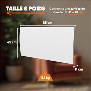 Radiateur électrique fixe connecté WIFI à inertie sèche céramique 2000W Bestherm LESSO CONNECT horizontal blanc