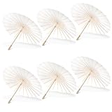 8 Pcs 23.6 Inch Paper Umbrellas, Chinese Japanese Decorative White Parasol Umbrella DIY Painting Oiled Paper Umbrellas Bulk for Wedding Bridal Party Decor and Photography Prop
