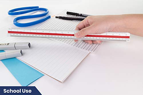 Pacific Arc Engineer Triangle Scale Ruler 12 Inch With Etched Markings In Fully Divided 10, 20, 30, 40, 50, And 60 Parts To The Inch #TOP7