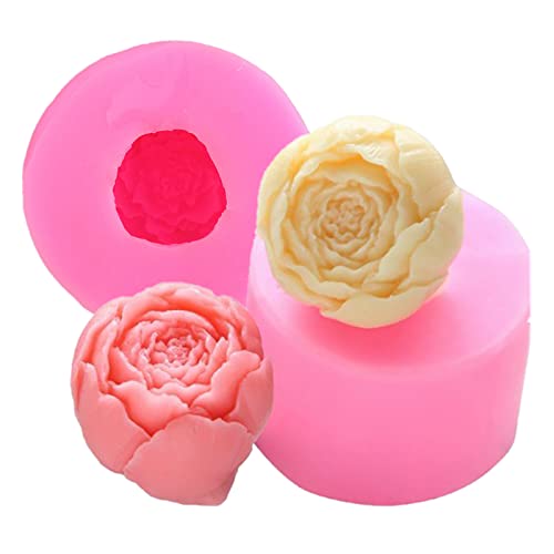 2PCS Peony Flower Silicone Candle Molds Soap Molds Fondant Chocolate Cake Candy Moulds Resin Clay Baking Pastry Tools