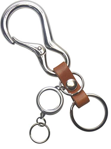 [highstyle] 栃木レザー キーホルダー メンズ レディース 日本製 栃木レザー＆カラビナ＆リールキー キーホルダー (キャメル) 1枚目