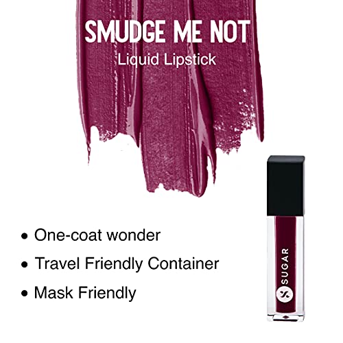 Image of SUGAR Cosmetics Smudge Me Not Liquid Lipsticks for Women | Transferproof & Waterproof | Lasts 12+ Hours | Matte Lipstick | 1.1ml - 08 Wine And Shine