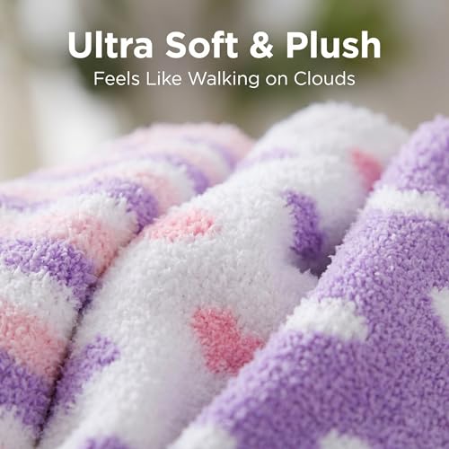 Image of Tipi Toe Womens Fuzzy Crew Socks with Anti Slip Grips Warm Cozy Fluffy Winter Slipper Socks Non Skid Home Socks for Women