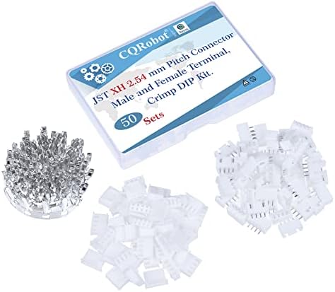 CQRobot 150 Sets / 750 Pieces JST PH 2.0 mm Pitch 2/3/4-Pin JST Connector Kit. Pin Header with 2.0 mm Pitch, JST PH 2/3/4-Pin Housing JST Adapter Cable Connector Socket Male and Female, Crimp DIP Kit.