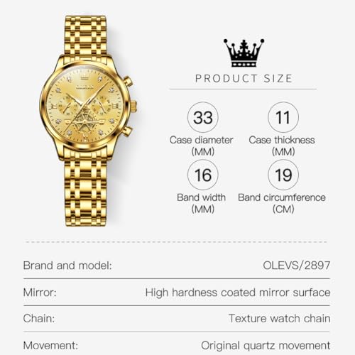 Image of OLEVS Womens Watches Chronograph Luxury Diamond Dress Analog Quartz Wrist Watches Stainless Steel Waterproof Luminous Ladies Watch