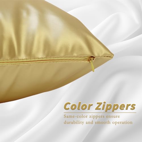MUKA Kunstleder Kissenbezüge 2er Set Schwarze Kissenbezüge 45x45 cm Kissenhülle für Sofabetten Couch
