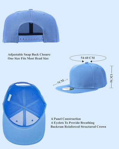 Image of Gelante Plain Blank Flat Brim Adjustable Snapback Baseball Caps LOT 6 Pack