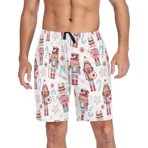 JHKKU Mens Pajama Shorts Christmas Cute Nutcracker Pjs Bottoms L