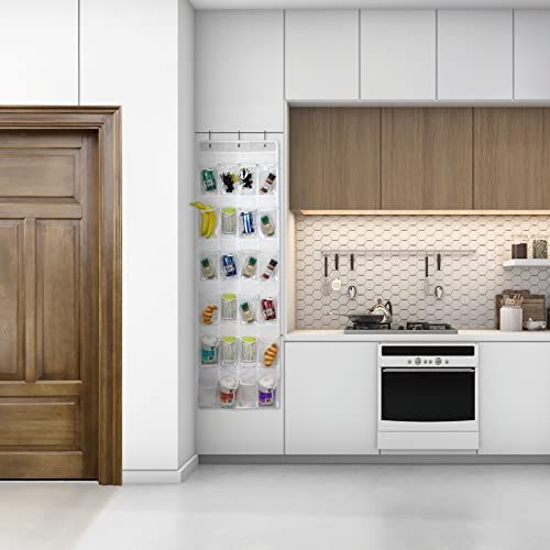 Over The Cabinet Door Organizer With 24 Clear Pockets, 60X18 Inch Behind The Pantry Door Storage Organizer, Back Of Bathroom Door Storage Organizer, White #TOP2