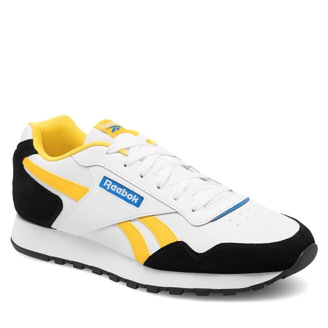 Reebok Unisex Adult Glide Sneaker, White/Classic Yellow/Vector Red, 12 Women/10.5 Men US4