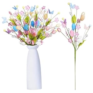 Easter Decorations 5PCS Artificial Spring Easter Egg Berry Stems Branch Picks Decor with Bunny Ornaments for Home Indoor Party Farmhouse Table Centerpiece Vase Filler Decor