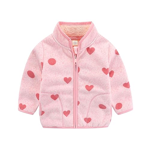 Kids Boys Girls Fleece Jacket Stand Collar Long Sleeve Zipper 𝗖artoon Print Coat Winter Warm Top with Pocket