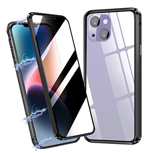 OFOCASE Anti Spy 360 Grad Hülle Kompatibel mit iPhone 14, Magnetisch Hülle mit Sichtschutz Folie Glas Clear Case Kompatibel mit iPhone 14 Durchsichtig Handyhülle mit Magnet Cover-Schwarz 6.1 Cover