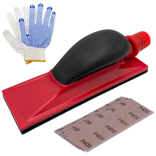 Handschleifer mit Absaugung, Schleifklotz mit Griff, Handschleifer Trockenbau mit Handschuhe Für Holz, Spachtel, Lack, Kunststoff & Metall, Inkl. 5 St. Netz-Schleifstreifen Handschleifer mit Absaugung, Schleifklotz mit Griff, Handschleifer Trockenbau mit Handschuhe Für Holz, Spachtel, Lack, Kunststoff & Metall, Inkl. 5 St. Netz-Schleifstreifen