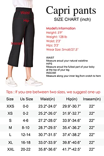 Bamans Capris For Women Casual Summer Bootcut Crop Capri Dress Pants With Pockets Wide Leg Work Slacks (Black, Medium Capri) #TOP3