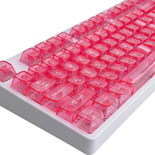 Roxvue Juego de Teclas de Gelatina Transparente, 115 Teclas, Teclas Personalizadas de Color Rosa, Teclas de Punto de Conmutación MX para Teclado Mecánico Artesanal