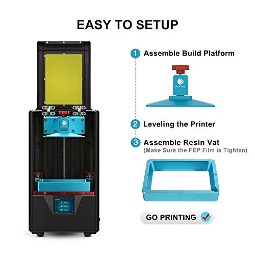 ANYCUBIC Photon S 3D Printer with 500ml Resin, UV LCD Resin Printer with Dual Z-axis Linear Rail, Air Filtering System, 2K Screen & Off-line Printing, Printing Size 4.5"(L) x 2.5″(W) x 6.5″(H), Black