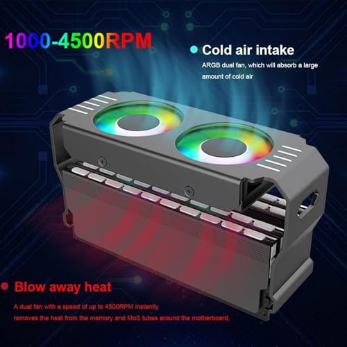 Refrigerador de aire para CPU con luz ARGB ajustable y ventilador doble de 120mm 5
