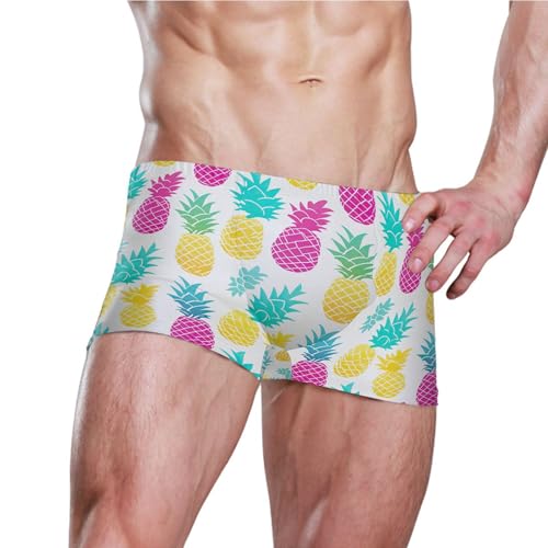 Pineapple Fruit Summer Mens Swim Trunk Swimwear Bathing Suit Swim Brief Square Leg Board Short S B04038843