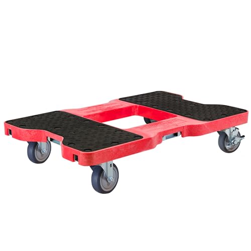SNAP-LOC, 4 Wheel Dolly, 1,200 lb Professional E Track Dolly, Heavy Duty Furniture Moving Cart, Modular Cargo Platform, Made in USA, Red