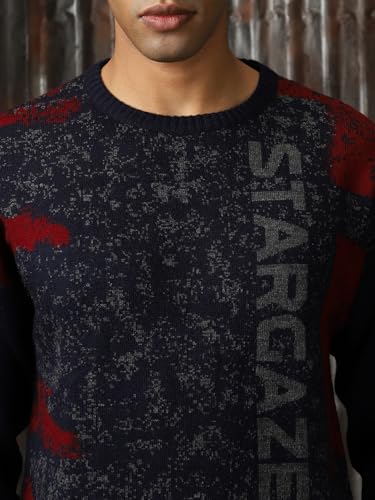 Image of High Star Men Knitted Acrylic Relaxed Fit Round Neck Long Sleeve Sweaters
