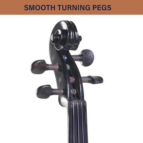 Image of Cecilio Silent Electric Solid Wood Violin Kit with Ebony Fittings, Full Size 4 /4 Electric Violin for Beginner and Professional Musicians, Black Metallic