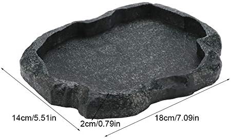Feeding Bowl Rock Decoration Water and Food Bowl Water Bowl Terrarium Bowls for Reptiles and Amphibians Turtles Water Bowl Feeding Bowl Reptile Feeder (Dark Green M)