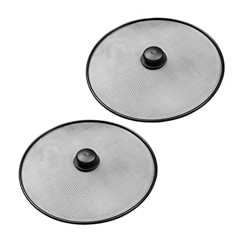 KICHOUSE 2pcs Splatter Screen Grease Guard for Frying Pans Pots Easy to Clean Mesh Lid Protects From Hot Oil Splashes During Cooking