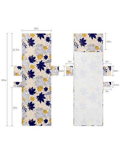 Fall Leaves, Beach Lounge Chair Towel Cover, Soft Chaise Lounge Towel with Side Pockets Patio Pool Chairs Cover for Beach/Pool Sunbathing 29x85 Navy Blue Yellow Modern Abstract Geometric Leaf