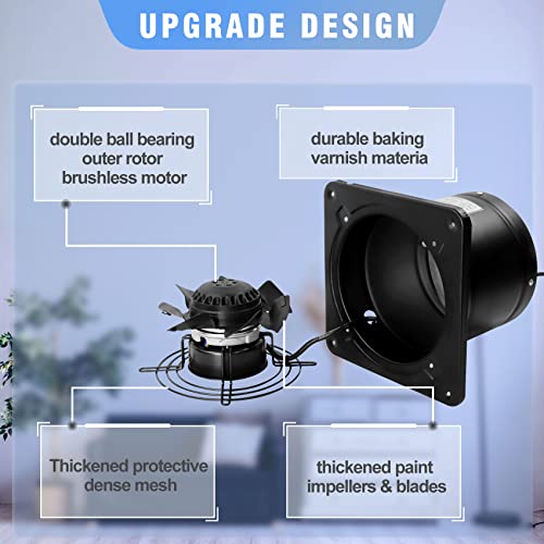 6 Inch Exhaust Fan, Through Wall Fan, Kitchen Extractor Fan 308Cfm Powerful, Outer Rotor Motor Exhaust Fan, Stainless Steel Vent Blower, For Kitchen Bathroom Garage Loft #TOP1