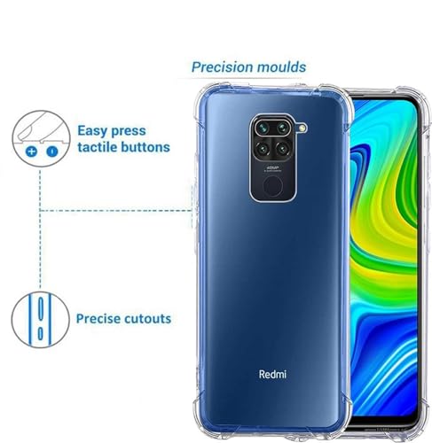 Image of BOXXO Flexible Back Cover for Mi Redmi Note 9 | Back Cover Transparent Clear Shockproof Case Four Corner Protection | Slim Protective Mobile Phone Cover for Mi Redmi Note 9