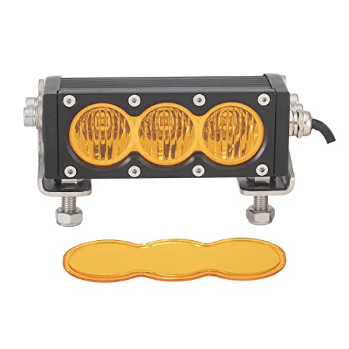 Lightronic 6" 30W 3000K Amber Super Bright Wide Driving Beam Off-Road Single Row Led Light Bar For Car & Truck Driving In Fog Rain & Snow, Ip69 Waterproof Rating, Plus Spot Beam Transformed Lens, 1 Pc #TOP2