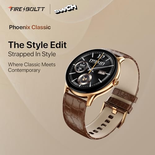 Image of Fire‑Boltt Phoenix Classic Round Smart Watch 1.39″ HD Display with Bluetooth Calling,AI Voice Assistant,SpO2 & Heart Rate Monitor, 120+ Sports Modes,IP67 Waterproof Smart Watch for Men & Women - Brown