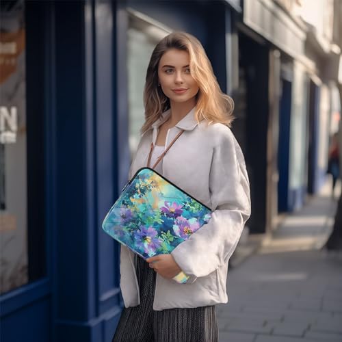 Funda para portátil 13-14 pulgadas impermeable verde floral miniatura 7