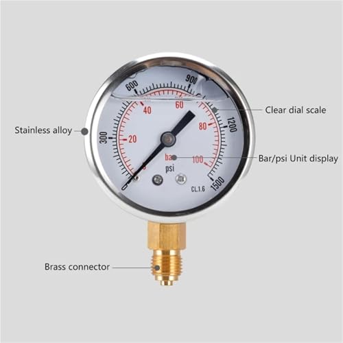 Manomètre en acier inoxydable durable pour gaz et fluides M4YD - 3