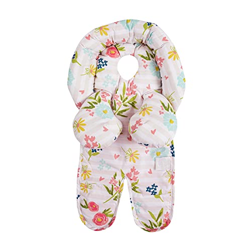 Image of Boppy Head And Neck Support, Pink Stripe Flowers Reversible Fabric, With Removable Neck Support, For 3- or 5-point Harness systems, For Strollers And Swings, 0+ Months
