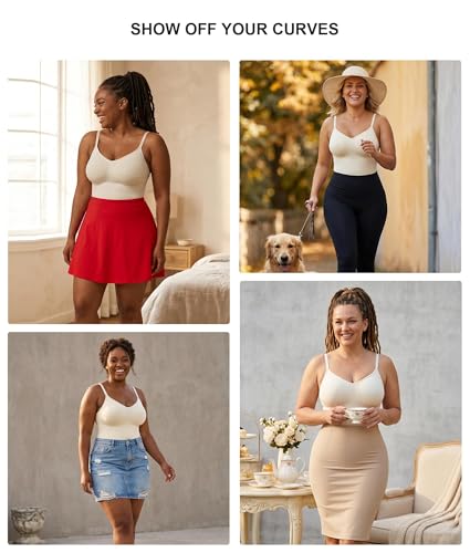 Image of SHAPERX Shapewear for Women Tummy Control Bodysuit Mid Thigh Body Shaper Shorts for a Lifted Look