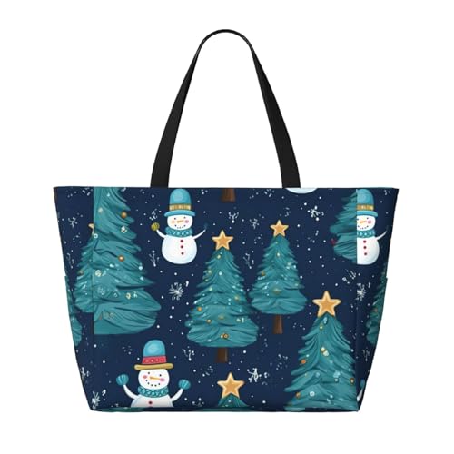Christmas Snowman Print Large Gym Tote Carry On Bag With Wet Compartment For Travel2