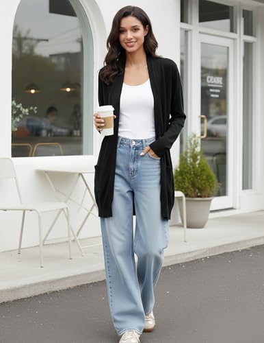 Image of GRACE KARIN Long Cardigan for Women Lightweight Open Front with Pockets | Oversized Cardigan Sweaters for Women, Soft Knit, Casual Fall Clothes, Layering Piece for Fall, Winter & Office Wear