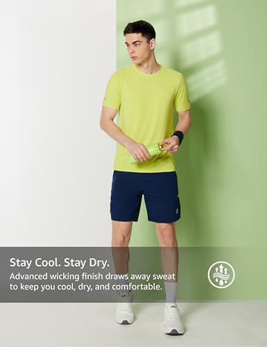 Image of Symbol Premium Men's Solid Regular Fit Sports Stretch T-Shirt | Round Neck | Raglan Sleeve | Moisture-Wicking | Activewear | Running | Gym | Plain (Available in Plus Sizes)
