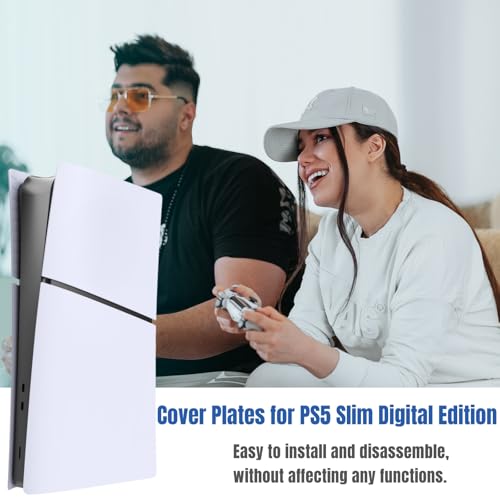 Image of Digital Edition Cover Plates for New PS5 Slim Console, Shell Panels Compatible with New PlayStation 5 Slim Accessories Protective Replacement Faceplate (White)