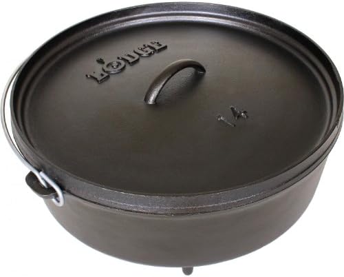 Lodge 6 Quart Pre-Seasoned Cast Iron Camp Dutch Oven with Lid - D...
