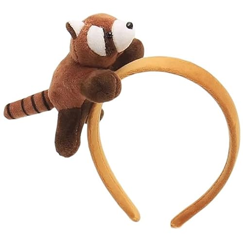 かわいい3D動物のヘアフープぬいぐるみアライグマヘアバンド 面白いパーティーヘッドバンド 誕生日パーティーヘッドウェア 女性用 洗顔ヘッドバンド